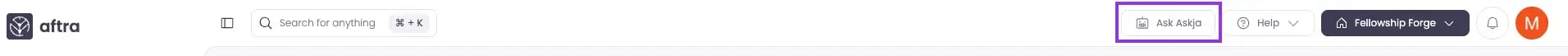 Screenshot of Askja button at top of Aftra