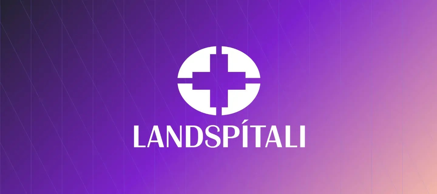 Landspítali logo over a purple gradient