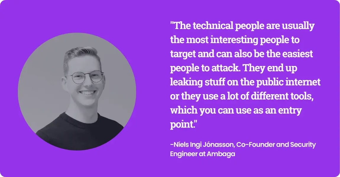 Headshot of a blonde man with glasses and a quote on the right