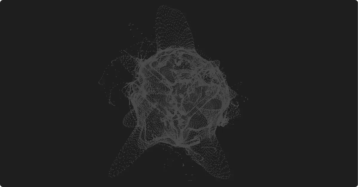 Abstract illustration of Aftra Logo that looks like sand over a black background